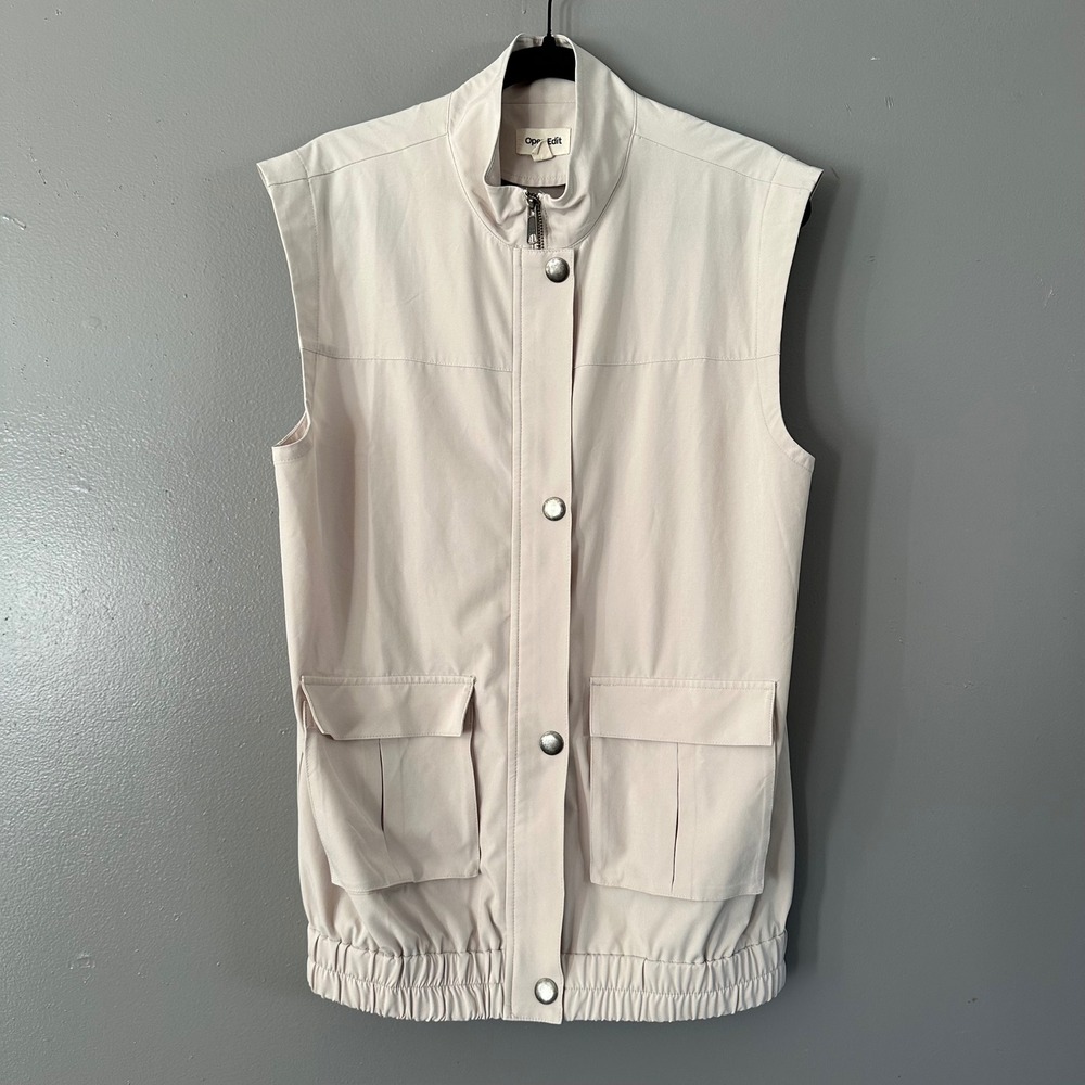 OPEN EDIT IVORY CREAM FULL ZIP VEST JACKET‎ MEDIUM
